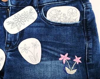 Papel de transferencia floral para bordado lavable, estabilizador de bordado, papel soluble para coser y pegar.