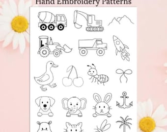 Eenvoudig borduurpatroon voor kinderen (PDF) met stokjes en steken, sjabloon voor beginners: gans, stokjes en steken.