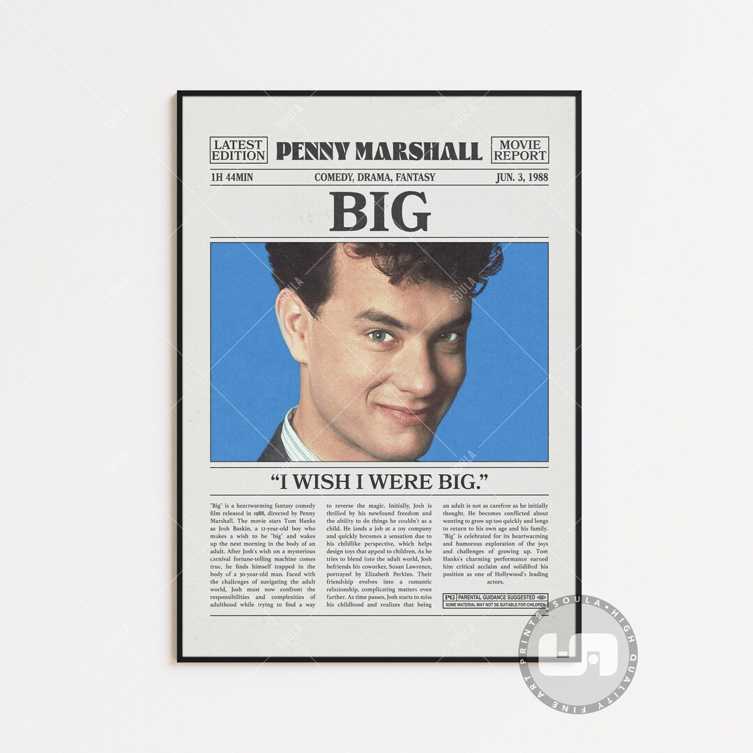 Big Poster Penny Marshall Retro Newspaper Movie Poster Etsy