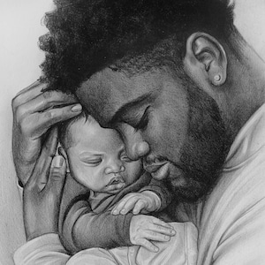 Hand Drawn Graphite Pencil Portrait From Photo: Custom Baby Art