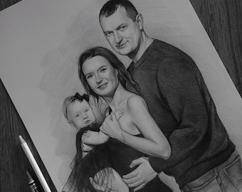 Bleistift Portrait vom Foto, Portrait Zeichnung, Realistisches Portrait für Familie und Freunde