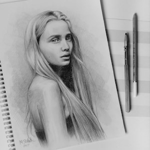 Drawing portrait from photo, Graphite pencil portrait, Custom hand drawn portrait, Unique  gift idea for Him and Her