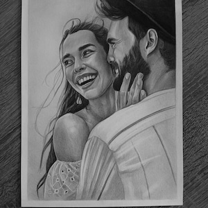 Graphite Pencil Portrait, Drawing portrait from Photo, Custom hand drawn portrait, Unique gift idea for mom, dad, children and other image 2