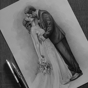 Graphite Pencil Portrait, Drawing portrait from Photo, Custom hand drawn portrait, Unique gift idea for mom, dad, children and other image 14
