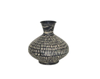 Handmade Metal Vase – Black Antique Hammered, Rustic Bohemian Decor
