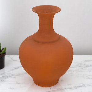 Handmade Metal Terracotta Vase Rustic Finish – Modern Earthy Vase – Vintage Terracotta Flower Vase, Table Top Decor Vase