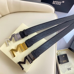 Cinturón de piel auténtica Montblanc. Ancho: 3,5 cm/1,38 pulgadas.