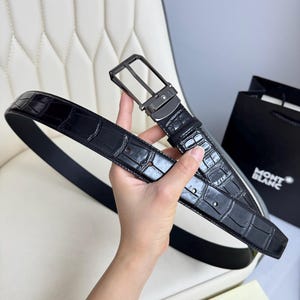 Authentic Montblanc leather belt Width:3.5cm/1.38in