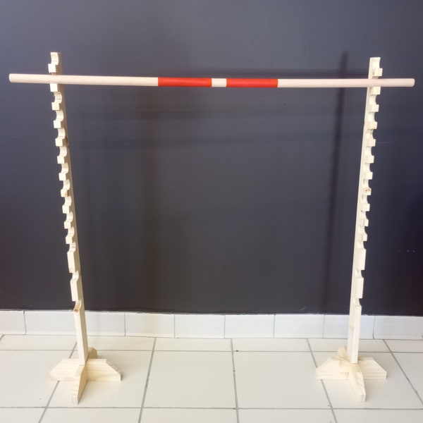 Obstacle De Saut Pour Hobby Horse – 160 Cm, Ajustable 40-120 Cm, En Bois Et Plastique Rose