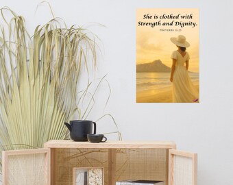 Bible Verse Wall Decor Inspired by Hawaii's Beauty - Proverbs 31:25