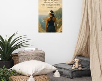 Bible Verse Wall Decor Inspired by Hawaii's Beauty - Philippians 4:13
