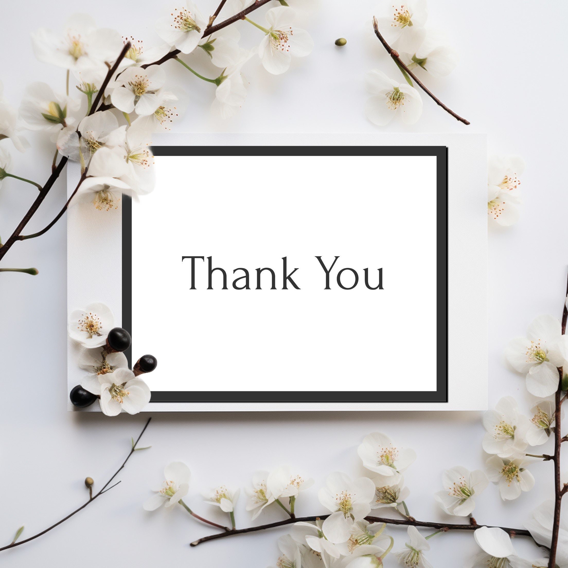 Minimalist Black and White Wedding Thank You Card Template, Download ...