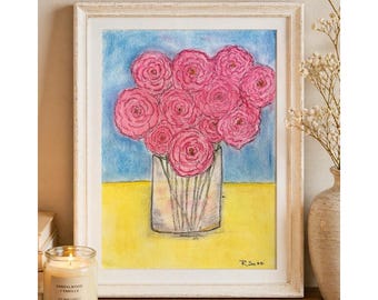 Quiet Bloom Original Pastel Flower Painting 9x12 Floral Still Life Art OOAK