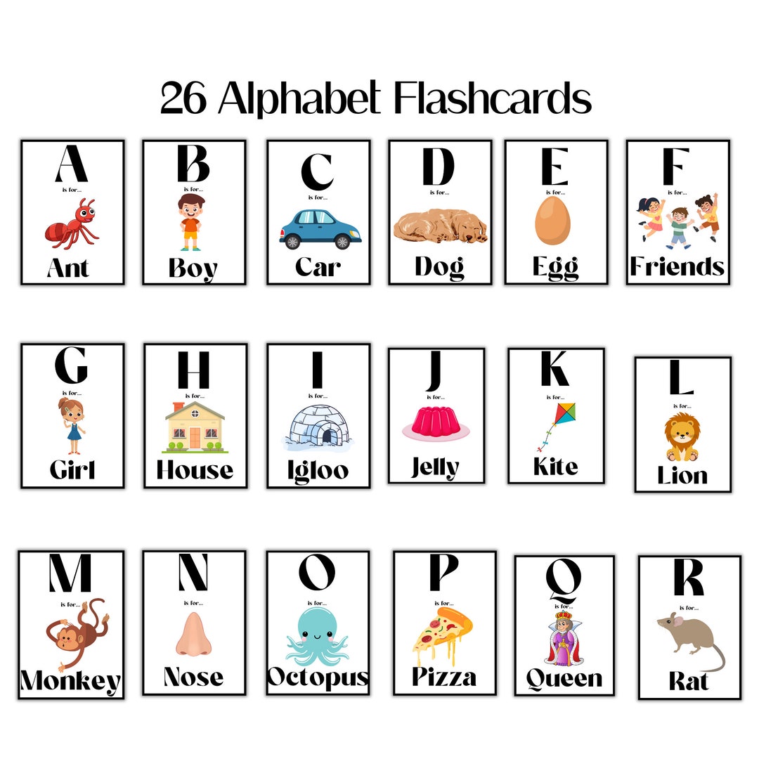Printable Montessori Alphabet Flashcards for Toddlers Etsy