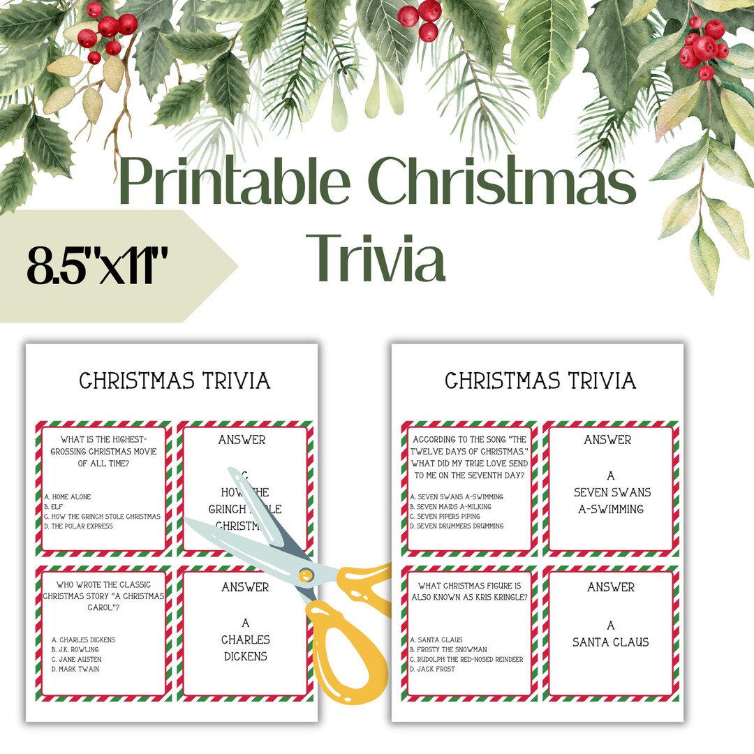Printable Christmas Trivia Printable Holiday Games Christmas - Etsy