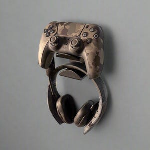 3D Printed Wall Mount Controller and Headset Holder – Universal Gaming Accessory for PS5, Xbox, and More