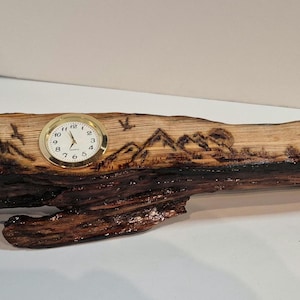 The Heartwood Collection - Wildlife themed clock woodcrafted by the artist at Pine Meadow Woodcrafts.
