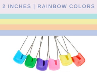 Large 2 inches | 25 pieces | Colorful Stainless Steel Baby Infant Safety Pins | Diaper Nappy Pins Head | Craft Supplies | Baby Shower