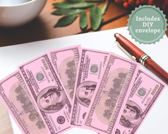Printable Pink 100 Dollar Bill Placeholders Play Prop Money | Bachelorette Party Favors Bridal Shower games | baby shower games