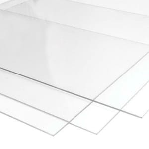 May include: Three clear acrylic sheets stacked on top of each other. The sheets are smooth and transparent.