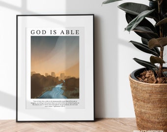 God is Able, DIGITAL ARTWORK, Biblical Art, home decor, vintage, retro, boho, Scripture Art