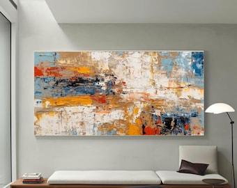 Pintura al óleo texturizada abstracta moderna pintura al óleo minimalista neutra pintada a mano pintura personalizada dormitorio sala de estar decoración regalo del hogar