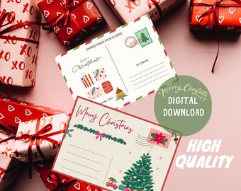 Cartoline di Natale, File digitali per la stampa, Cartoline di Capodanno, Cartoline di Natale stampabili 2024