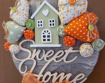 Fuoriporta Sweet Home - Fait main en tissu - Cadeau unique et fabriqué en Italie - Style accueillant pour l'entrée - Dimensions 20x20x4 cm