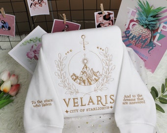 Velaris Embroidered Shirt, Velaris City Of Starlight Embroidered Sweatshirt, Velaris City Of Starlight Embroidered Shirt;City of Starlight