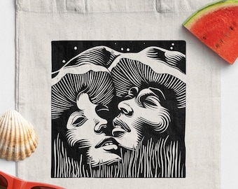 DIY - Dreaming Under the Stars – Intricate Black and White Linocut Vector Art. Woodblock Carving, Sublimation, Cricut, Laser