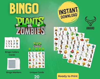 Plants vs Zombies Bingo Game Printable cards – Fun Kids Party Game | Digital Download