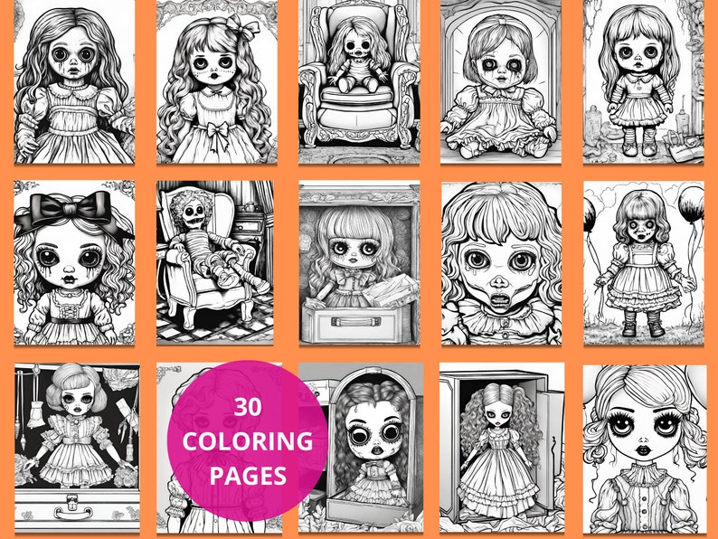 Scary Horror Doll Coloring Pages, Halloween Coloring, Horror Coloring ...