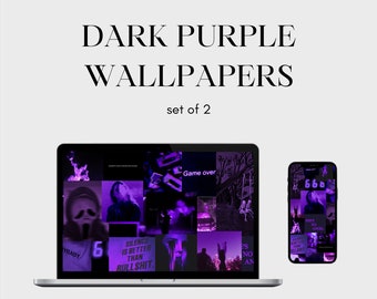 Dark Purple Wallpaper Pack | 2 Matching Wallpapers | Phone | Computer/Laptop/MacBook | Digital Instant Download