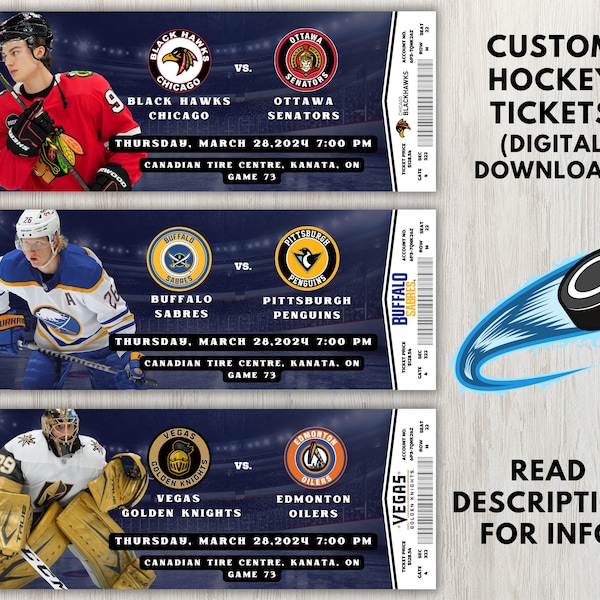 Hockey Ticket Custom Etsy