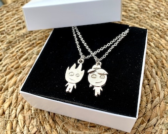 Vuurjongen en Watermeisje ketting, koppelketting, BFF ketting, roestvrijstalen elegantie, cadeau-ideeën, damesdagcadeau