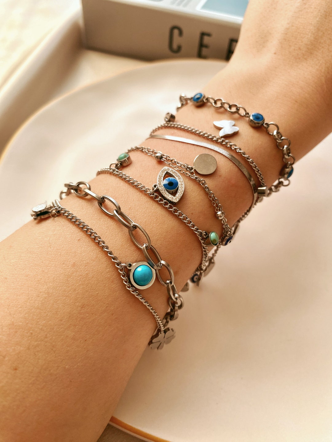 Silver Stainless Steel Bracelet Chain Bracelet Minimalist Etsy