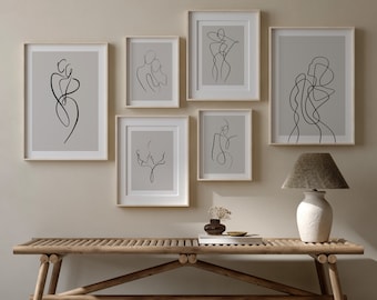 Zestaw 6 beżowych grafik ściennych z nadrukami na ciele, do pobrania w wersji cyfrowej, zestaw 6 do wydrukowania, zestaw Beige Body Love, zestaw Boho Gallery 6, pliki do wydrukowania. 017