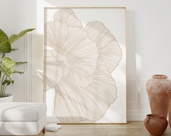 Abstrakcyjna sztuka liniowa, beżowo-biały wydruk, drukowana sztuka ścienna, wydruki botaniczne, drukowana sztuka boho, organiczna minimalistyczna, sztuka ścienna. 0100