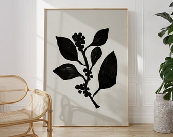 Abstrakcyjna sztuka botaniczna z kwiatami, sztuka ścienna do druku, połowa wieku, sztuka neutralna, plakat botaniczny, sztuka kwiatowa, prezent, plakat do dekoracji. 0102