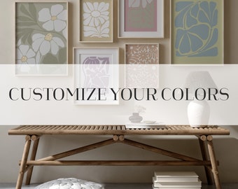 Kolorowy zestaw ściennych grafik boho, 6 sztuk, pobieranie cyfrowe, zestaw 6 sztuk do wydrukowania, zestaw botaniczny boho, zestaw galerii boho 6 sztuk, pliki do wydrukowania. 075
