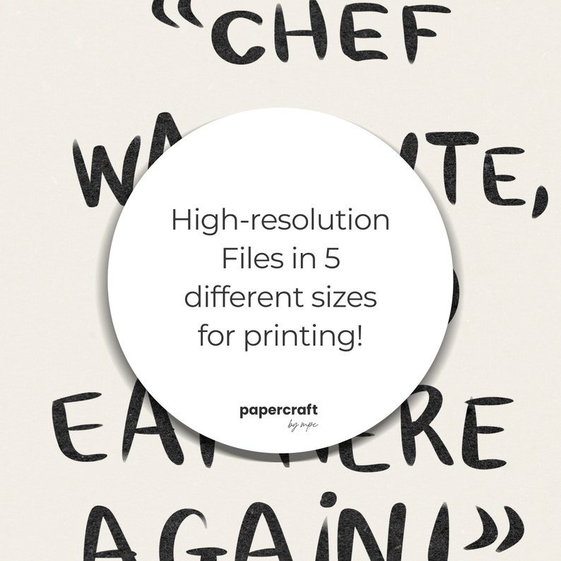 Poster with a funny phrase about food. It is in a dining room frame. Color beige and black. Funny quote about food. Aesthetic wall art poster.