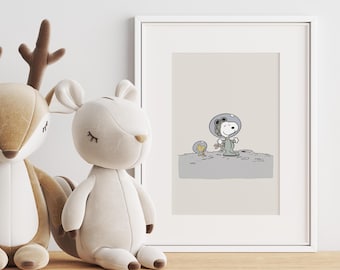 1. Plakat do pokoju dziecięcego, grafika ścienna dla dzieci. Grafika ze Snoopym, wydruk cyfrowy, cyfrowe pobieranie na baby shower, retro, plakaty i wydruki. 024.