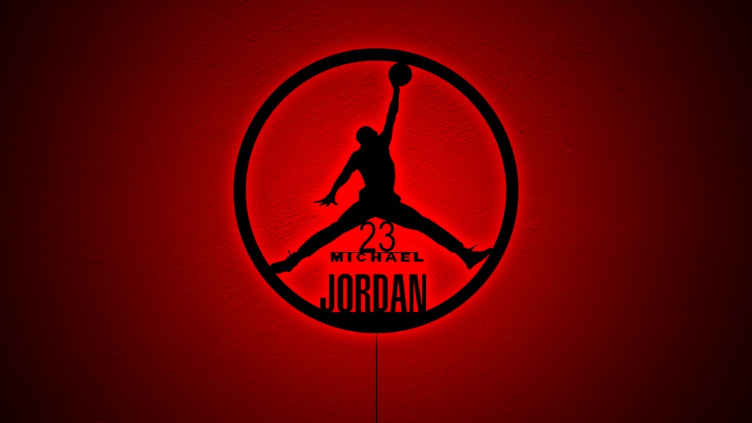 Michael Jordan Wall Decor With Led Light Jordan Led Sign Etsy