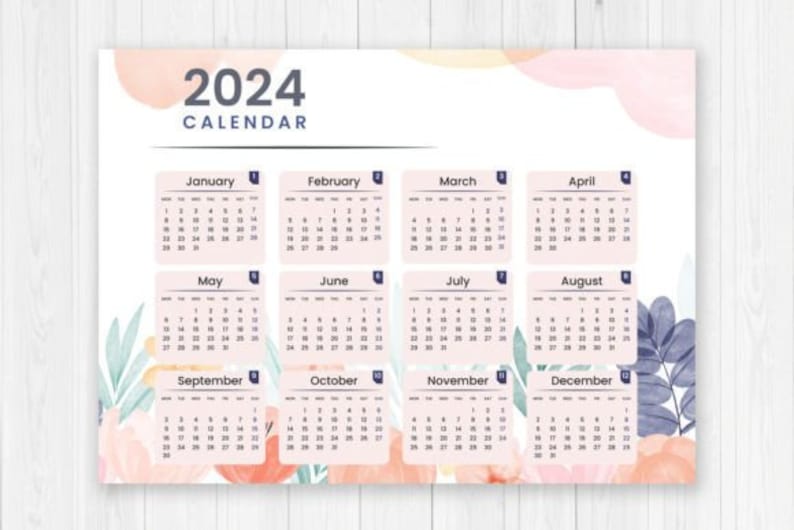 Printable 2024 Calendar, Calendar 2024 Stylish Calendar 2024 Printable Calendar 2024 Monthly ...