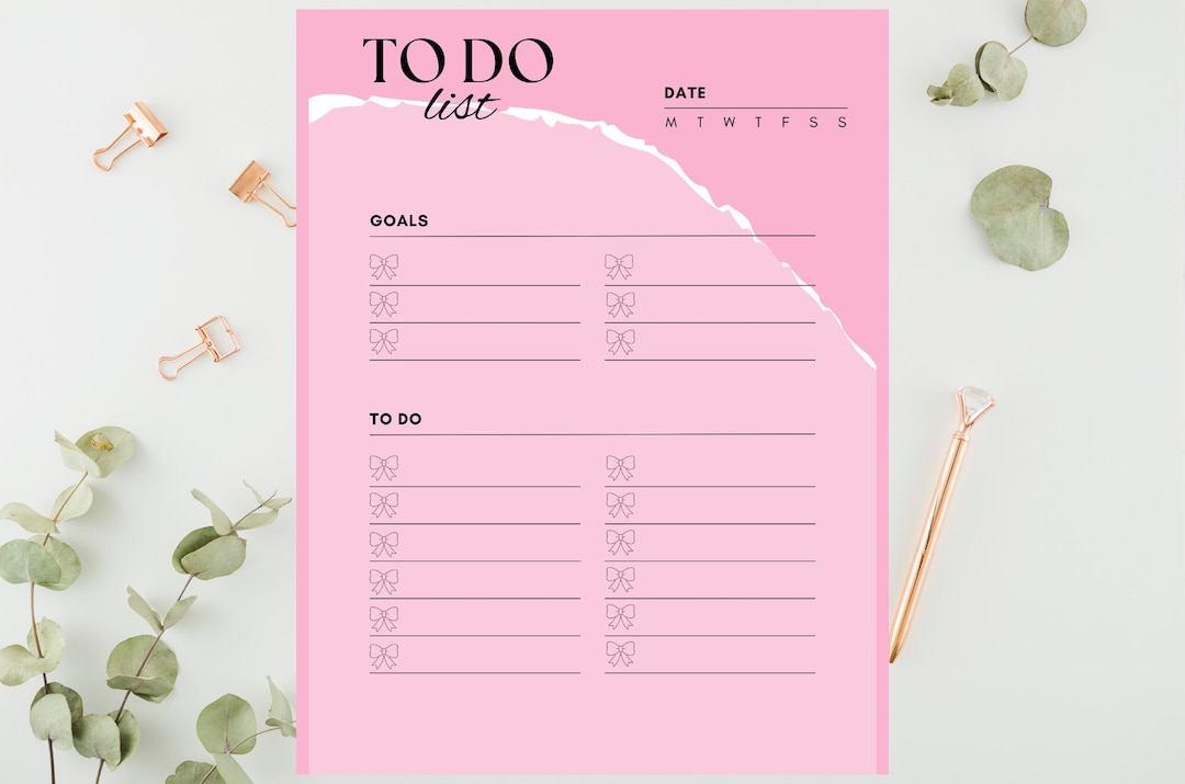 Daily to Do List Printable Minimal Pink Planner Coquette - Etsy