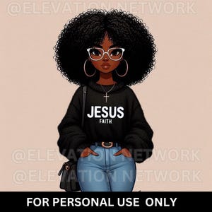 15 bundle di clipart di ragazze nere / PNG afroamericane e illustrazioni di donne dee / design di maglietta cristiana