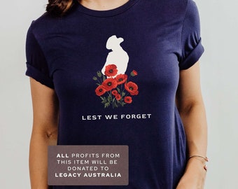 Fundraiser Lone Soldier Anzac Day T-Shirt in Poppy Field, Lest We Forget Shirt on April 25 and We Will Remember Them