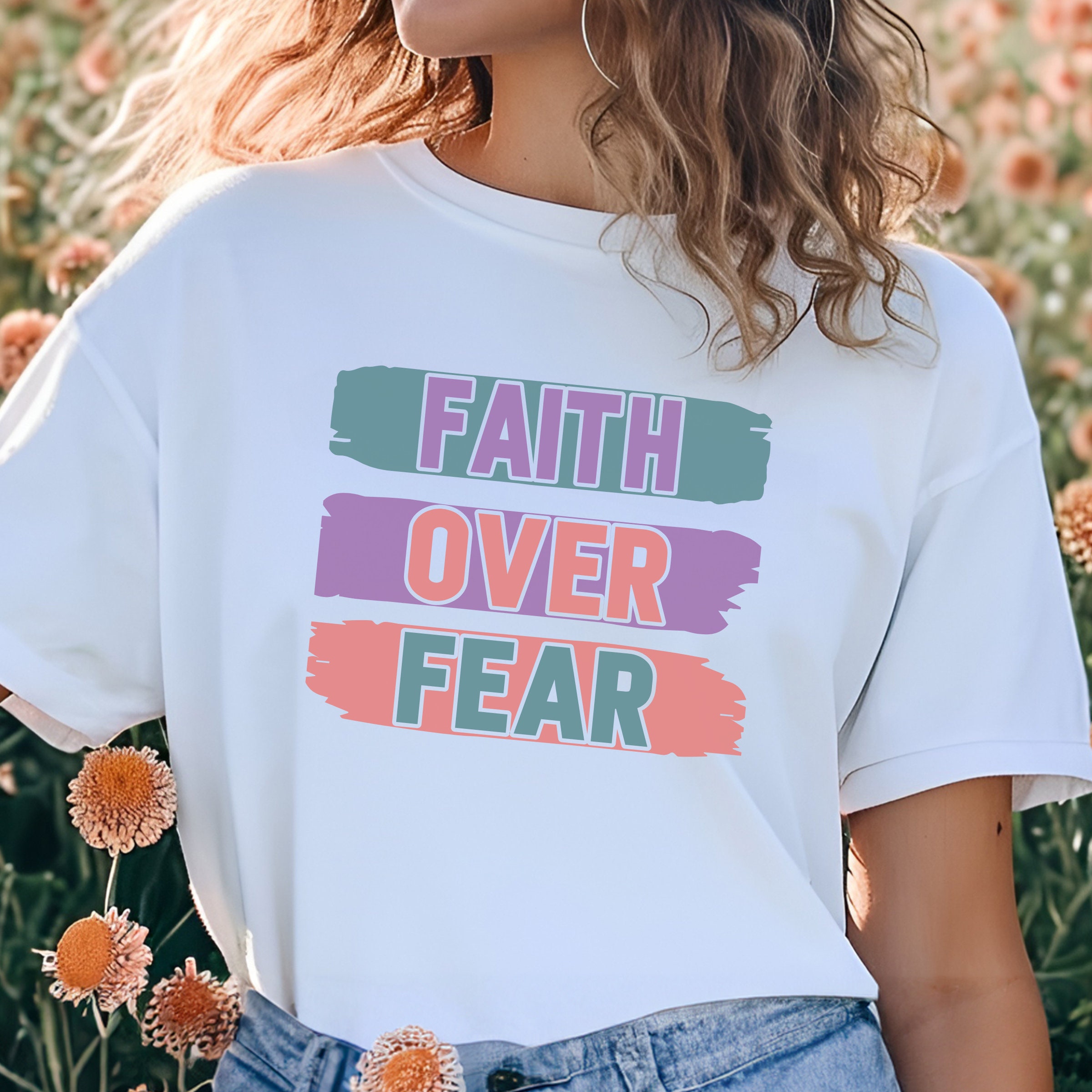 Faith Over Fear T-shirt Christian Shirt for Her Religious Gift Idea ...