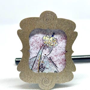 Tableaux Magnets avec Vierge Marie stylisée émail sur cuivre - cadres religieux - communion