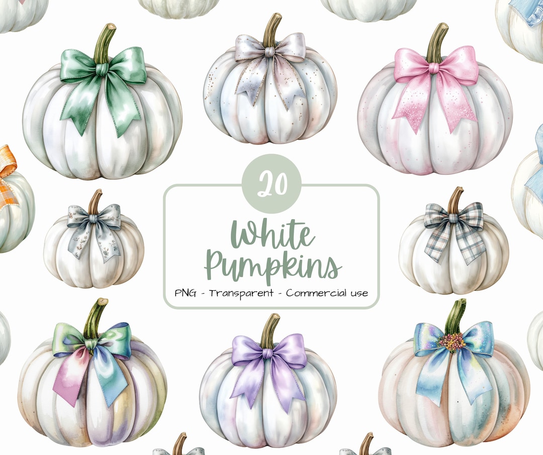 White Pumpkin Clipart Watercolor Fall Autumn PNG Illustrations Art ...